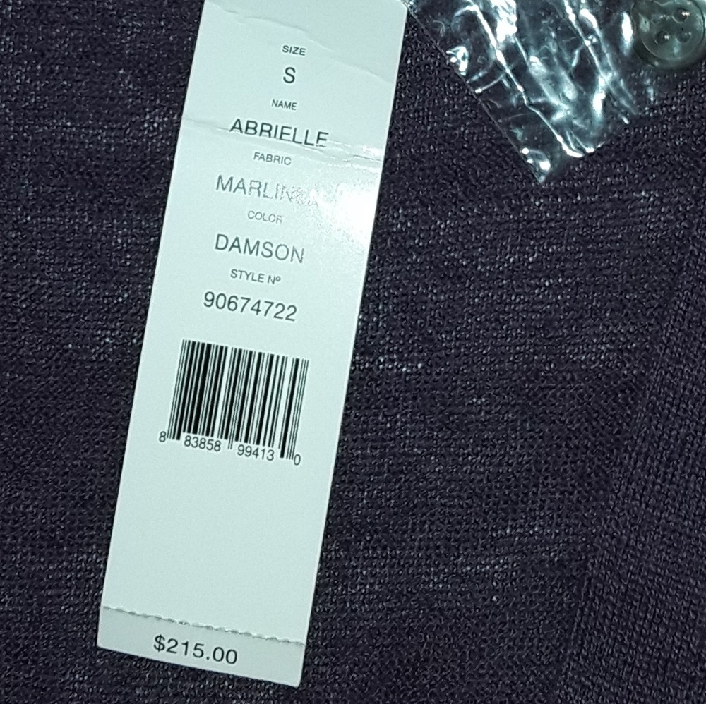NWT Theory Long Sleeveles Sweater/Cardigan Purple